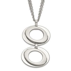 Brushed and Polished Adjustable Steel Necklace 16.5 to 17.5 Inch